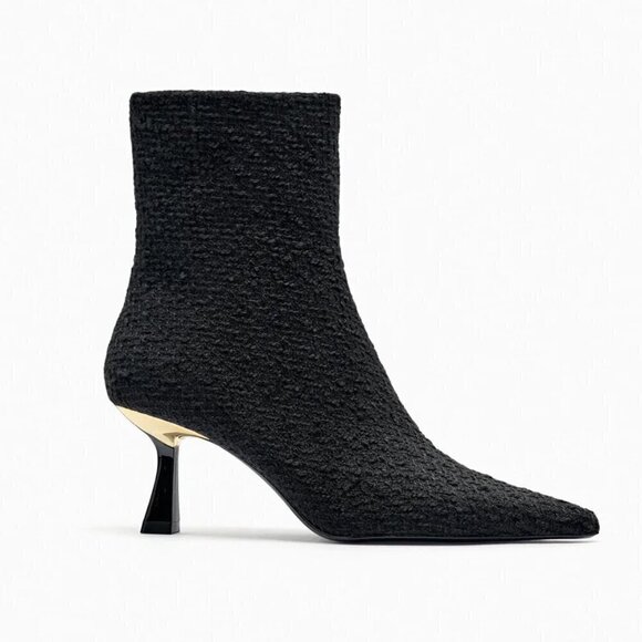 ZARA FABRIC HEELED ANKLE BOOTS - Picture 1 of 5